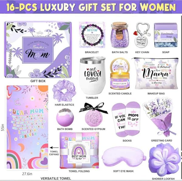 16 Pcs Luxury Self-Care Gift Basket (Thoughtful Gift For Mom) - Image 3