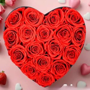 Forever Rose Heart Box (17 Roses)
