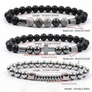 Men's 3 piece cross bracelet set